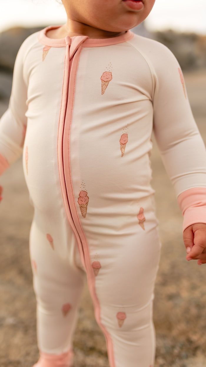 Infant Romper in Pink Ice Cream