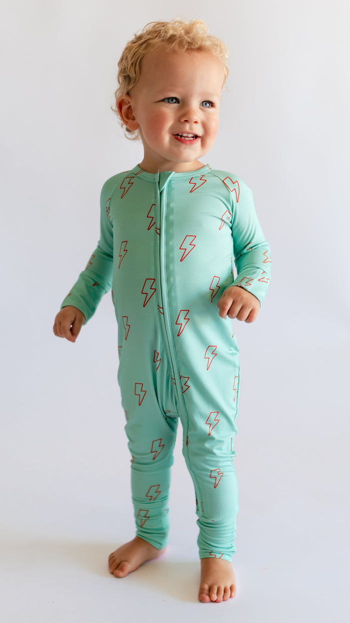 Infant Romper in Teal Lightning
