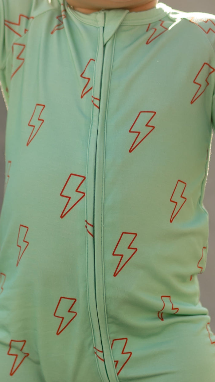 Infant Romper in Teal Lightning