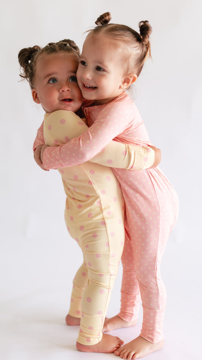 Infant Romper in Yellow Polka Dot