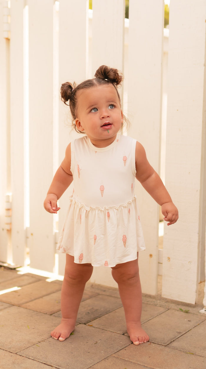 Infant Tank and Skirt Onesie in Pink Ice Cream