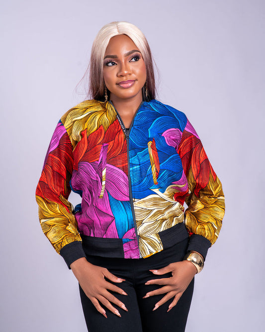 Isi Women's African Print Reversible Bomber Jacket