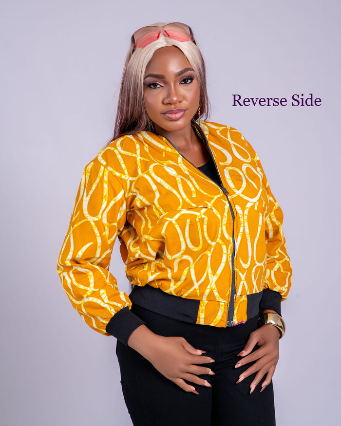 Isi Women's African Print Reversible Bomber Jacket