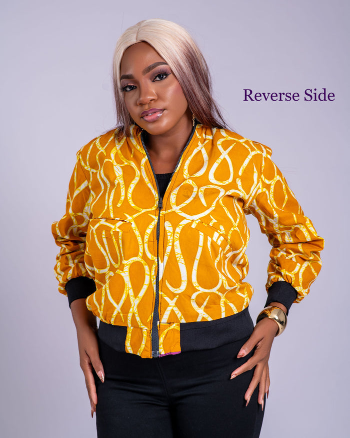 Isi Women's African Print Reversible Bomber Jacket