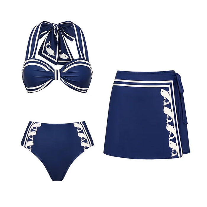 Ivory Tide Bikini Skirt Set - Blue