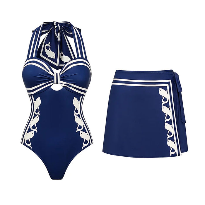 Ivory Tide Swimsuit Skirt Set - Blue