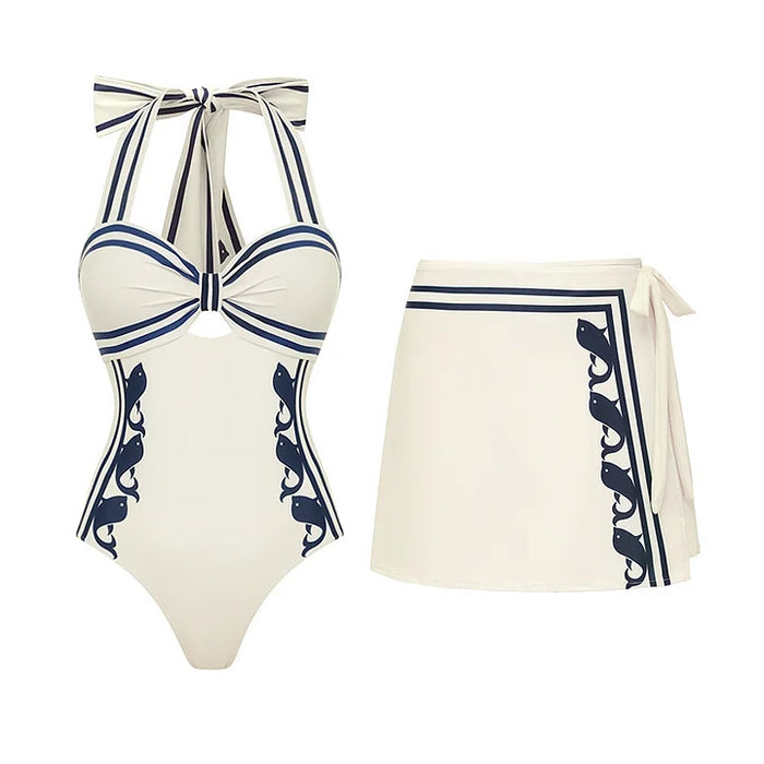 Ivory Tide Swimsuit Skirt Set - White