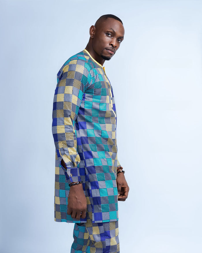 Iyke Men's African Print Shirt and Pants (Co-Ord Set, Ankara)
