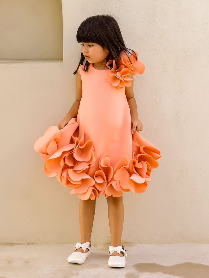 Janyas Closet:  Peach Neoprene Fiona Floral A-Line Dress