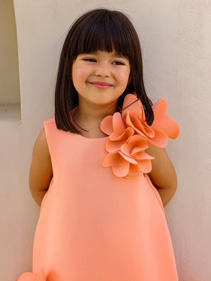 Janyas Closet:  Peach Neoprene Fiona Floral A-Line Dress