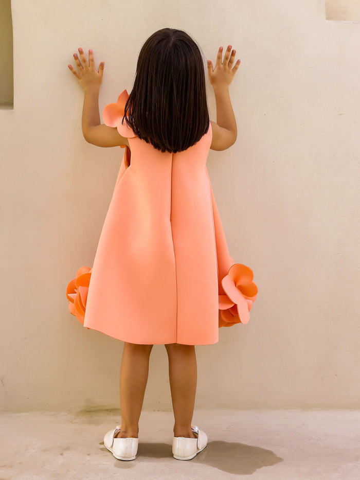 Janyas Closet:  Peach Neoprene Fiona Floral A-Line Dress