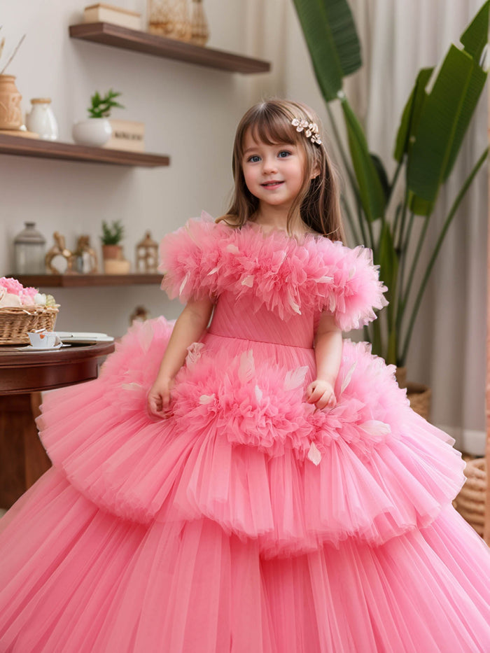 JANYAS CLOSET Princess Dreamer Gown With Feathers And Hair Pin
