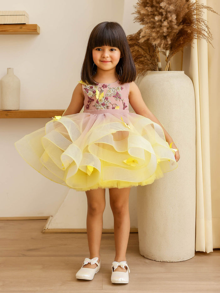 JANYAS CLOSET: Yellow Shaded Uneven Dress