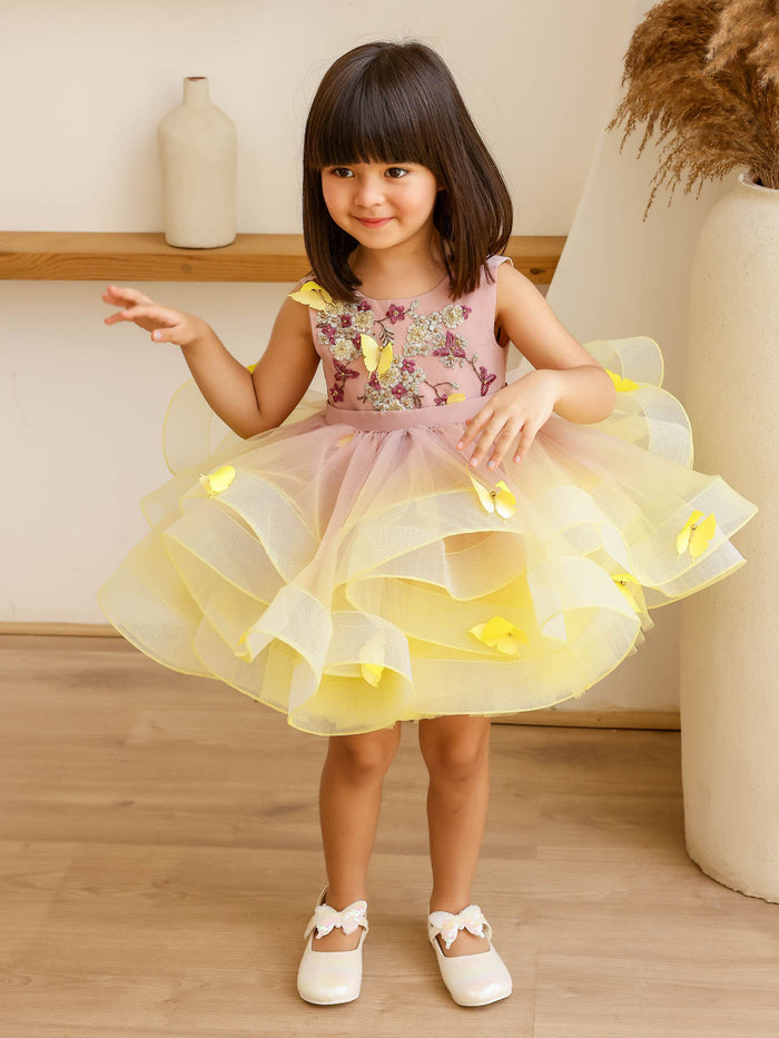 JANYAS CLOSET: Yellow Shaded Uneven Dress