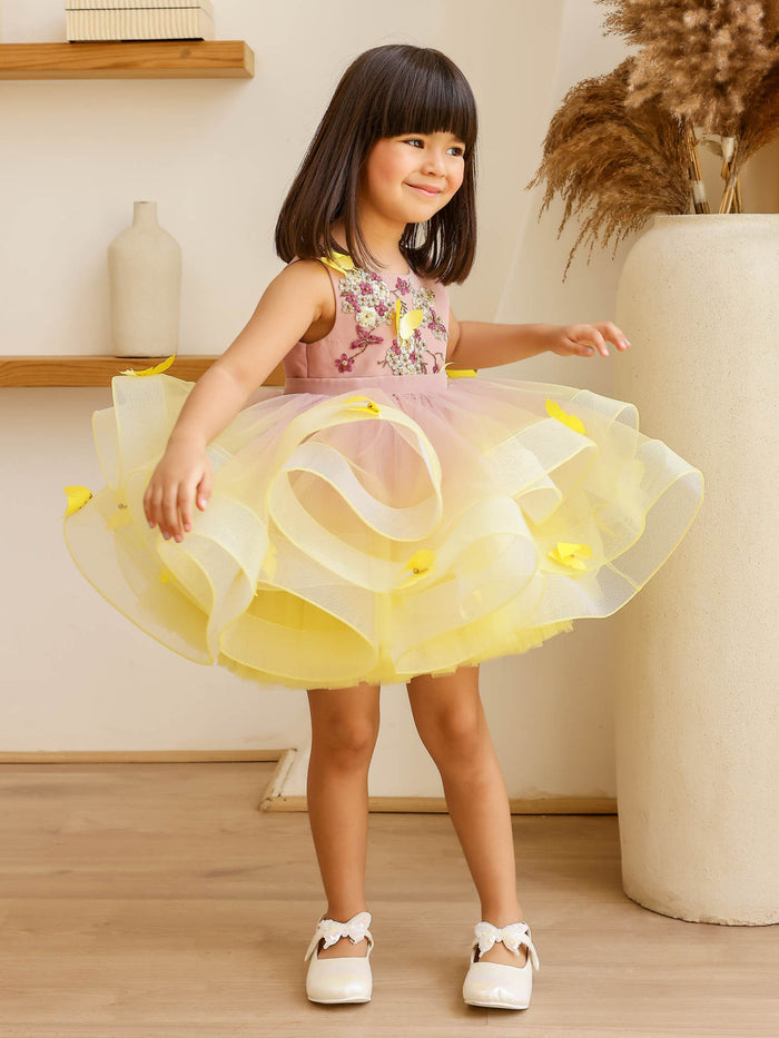 JANYAS CLOSET: Yellow Shaded Uneven Dress