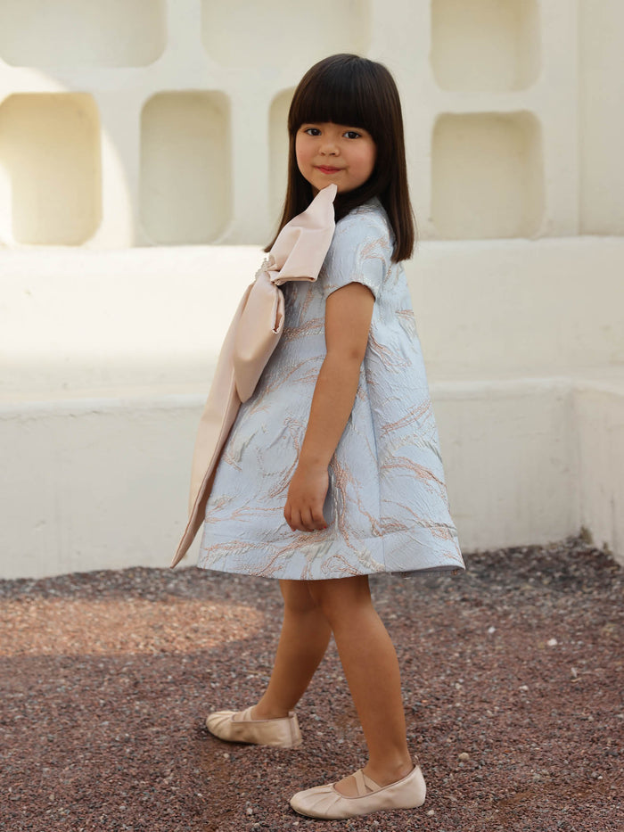 JANYAS CLSOET Cinderellas Blue Jacquard Bow Dress