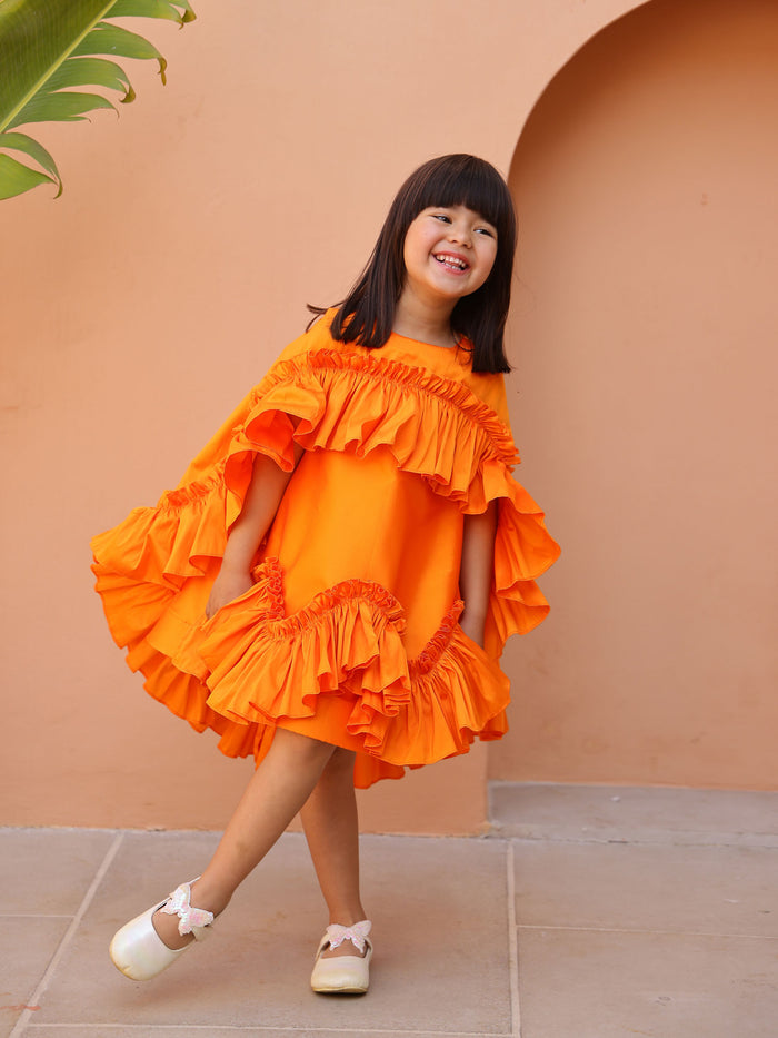 JANYAS CLSOET Orange Dream Ruffle Dress