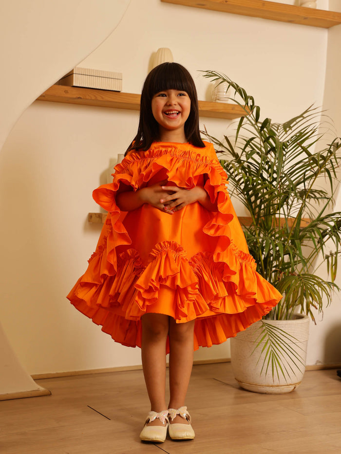 JANYAS CLSOET Orange Dream Ruffle Dress