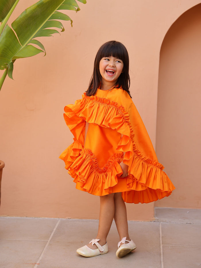 JANYAS CLSOET Orange Dream Ruffle Dress