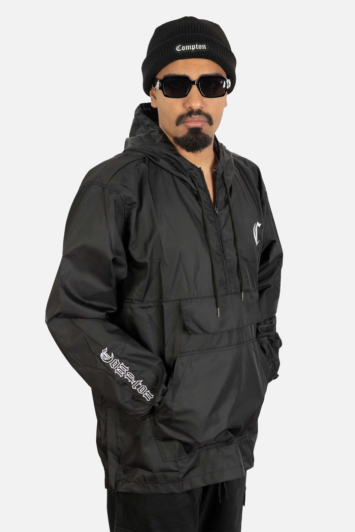 Jaqueta Compton Corta Vento Anorak Bordada Preta - COMPTON