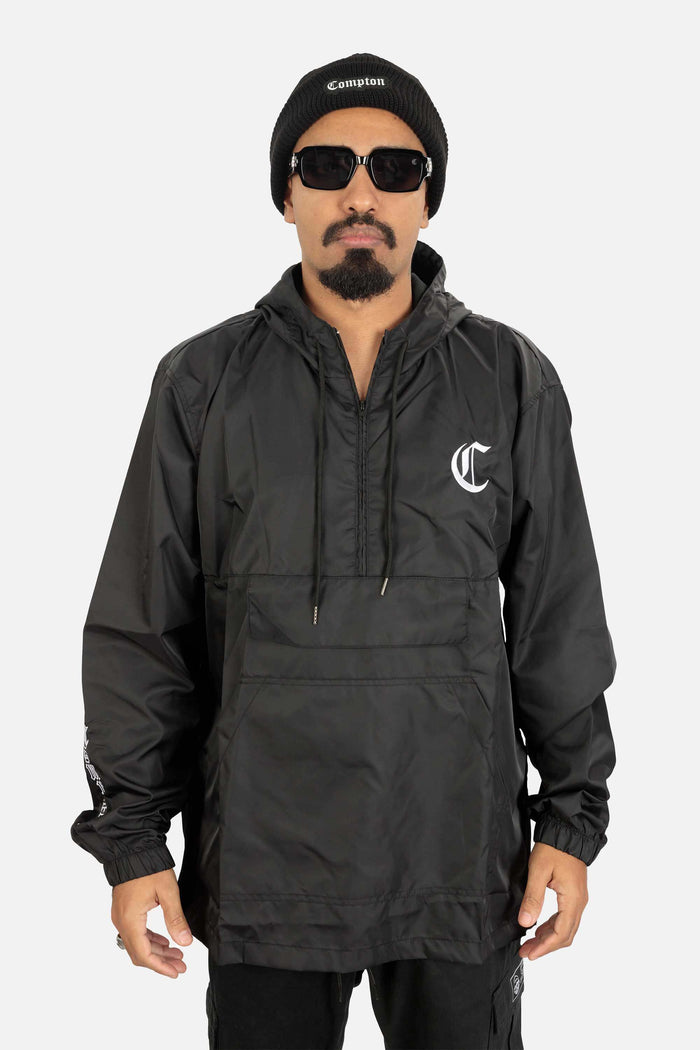 Jaqueta Compton Corta Vento Anorak Bordada Preta - COMPTON