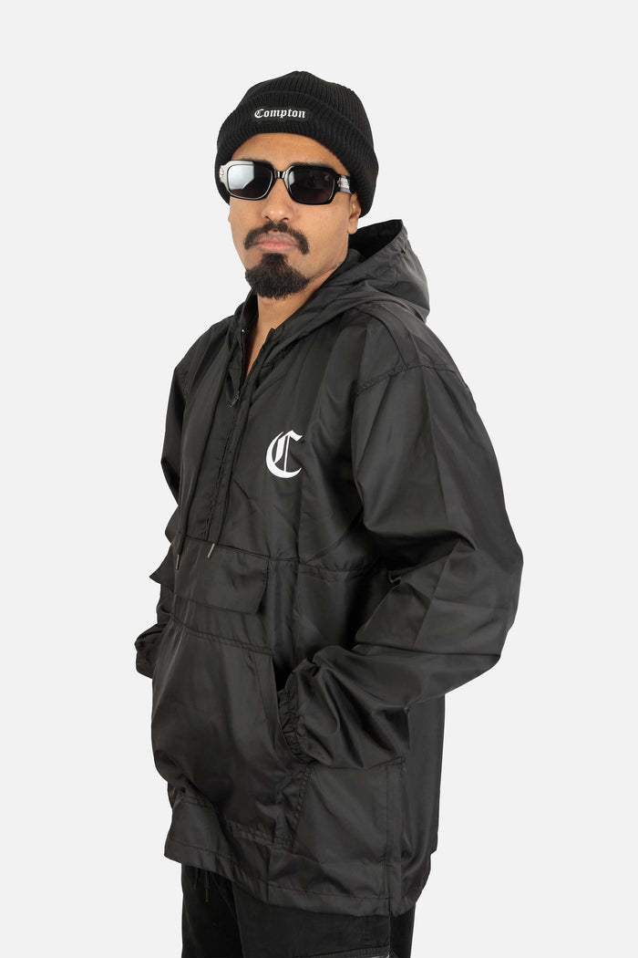 Jaqueta Compton Corta Vento Anorak Bordada Preta - COMPTON