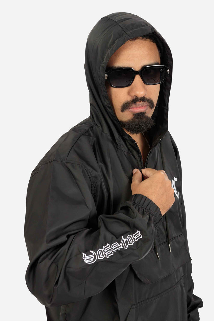 Jaqueta Compton Corta Vento Anorak Bordada Preta - COMPTON