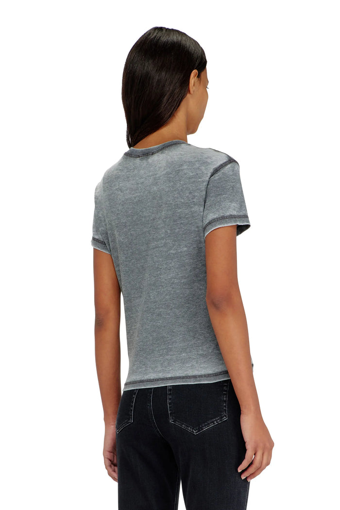 Jersey t-shirt with rhinestones and burnout effect