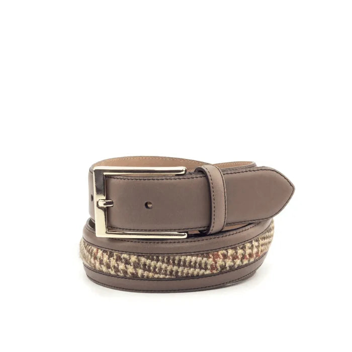 Julio Venice Belt II in taupe leather and tweed