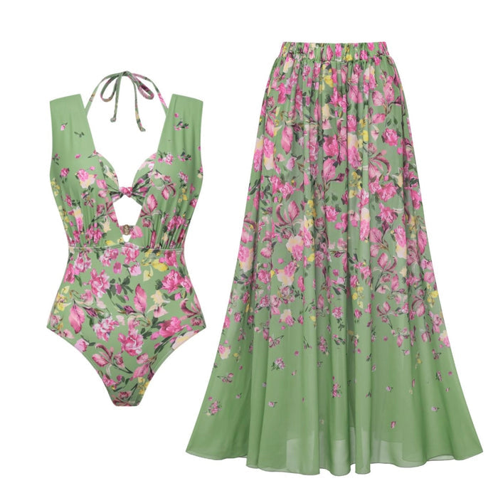 Kate Halter Neck Swimsuit Set - Green
