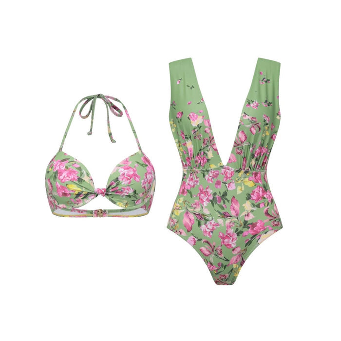 Kate Halter Neck Swimsuit Set - Green