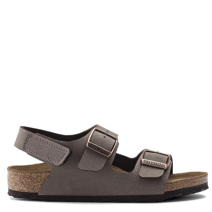 Brown sandal with a buckle on a white background