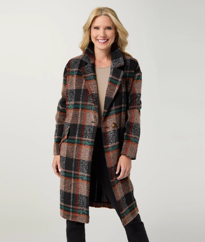 Kiley Plaid Single Button Coat