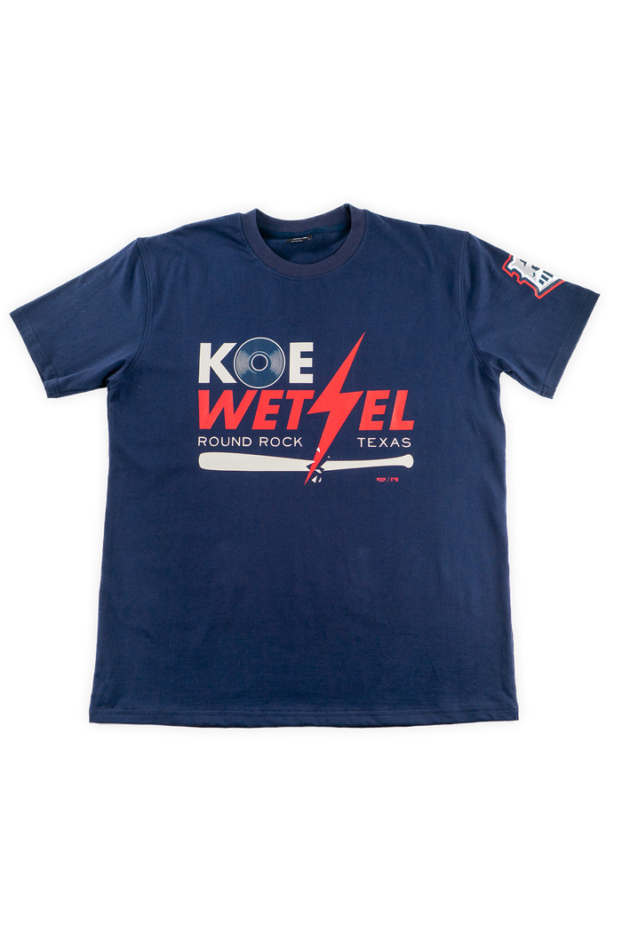 Koe Wetzel x Round Rock Express navy tee front