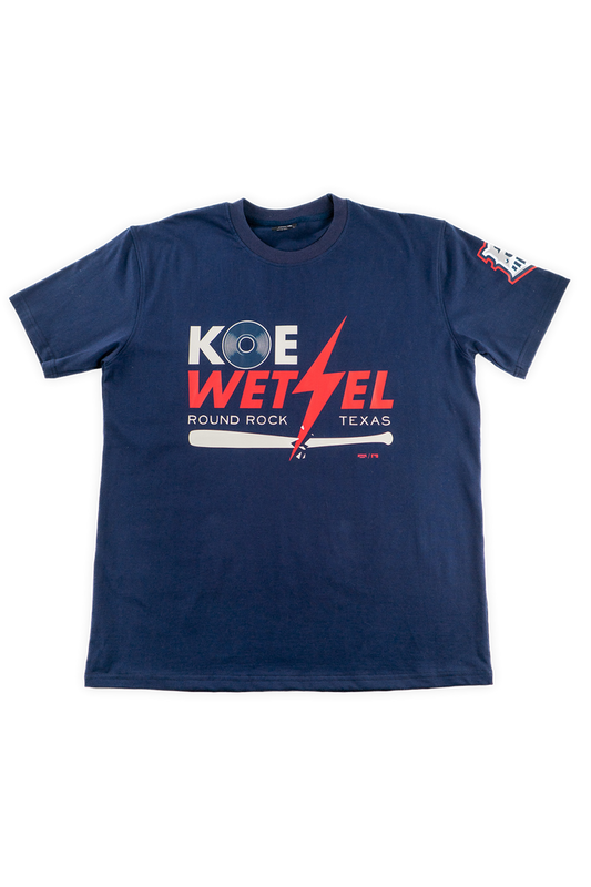 Koe Wetzel x Round Rock Express navy tee front