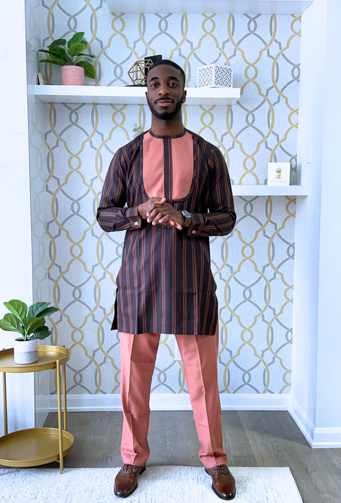 Kossey Men's Dashiki Co-ord Set, Patterned African Print