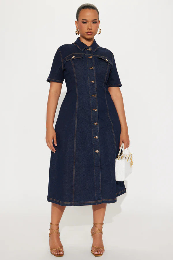 Kyna Midi Dress - Dark Blue