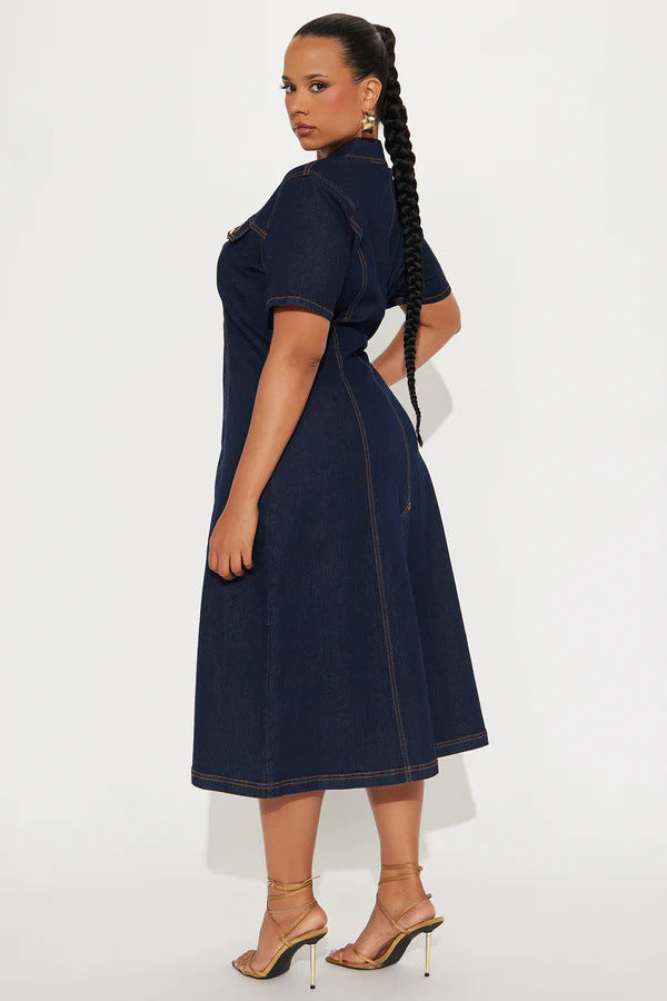 Kyna Midi Dress - Dark Blue