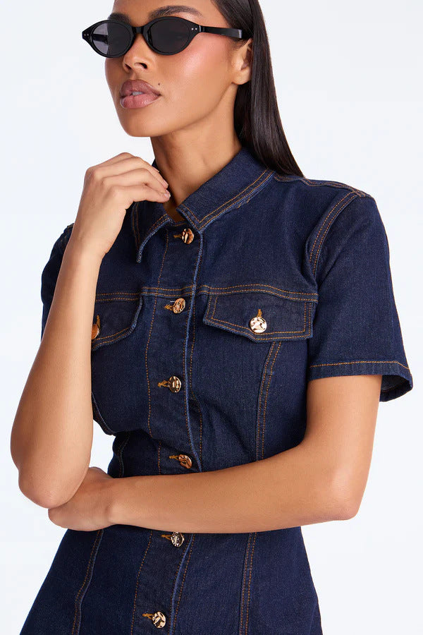 Kyna Midi Dress - Dark Blue