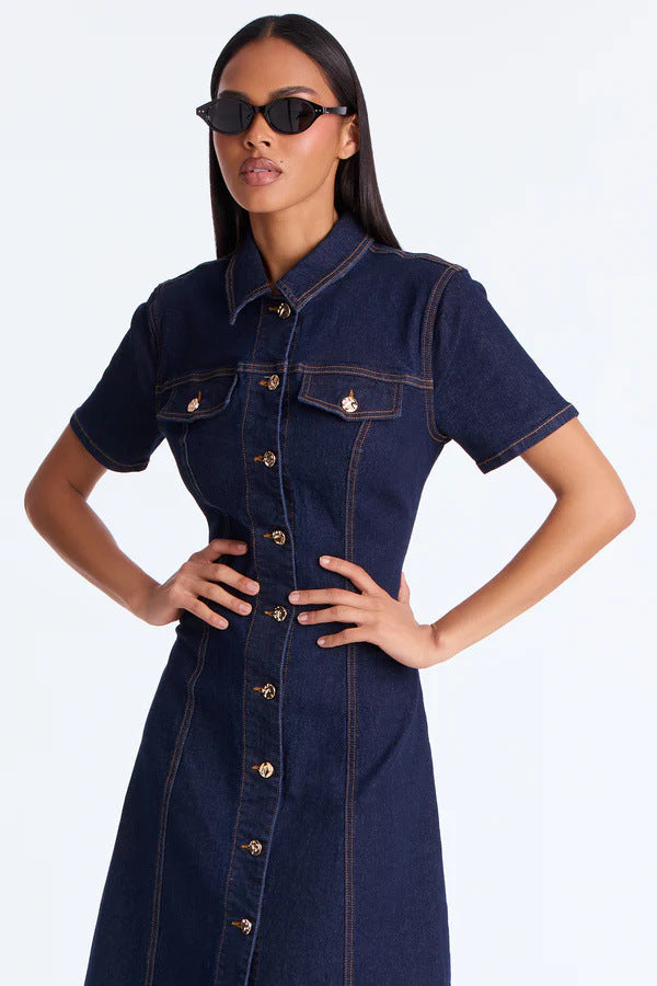 Kyna Midi Dress - Dark Blue