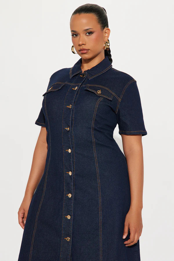 Kyna Midi Dress - Dark Blue