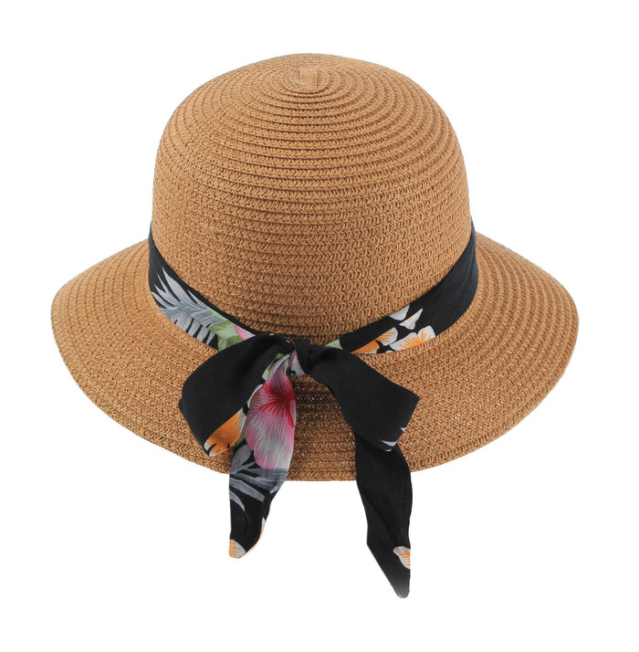 Lady Beach Sun Hat in Hibiscus Black