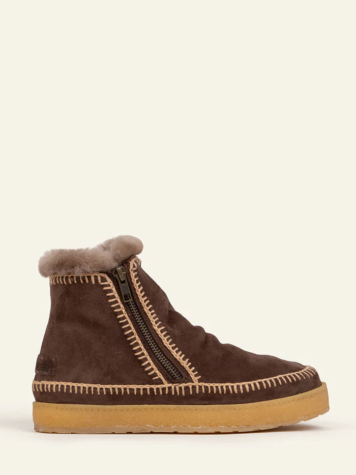 Laidback London Setsu Crochet Crepe Choc Suede Ankle Boots