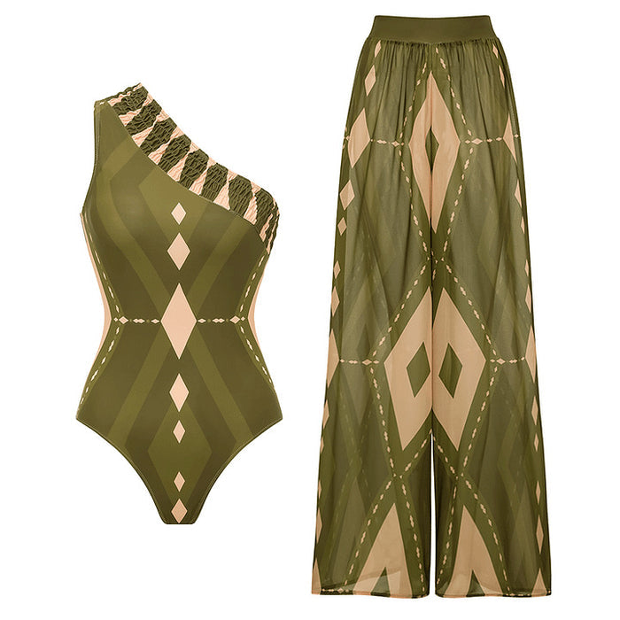 Larza One Shoulder Pant Set - Green