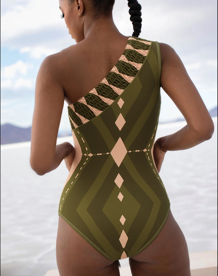 Larza One Shoulder Pant Set - Green
