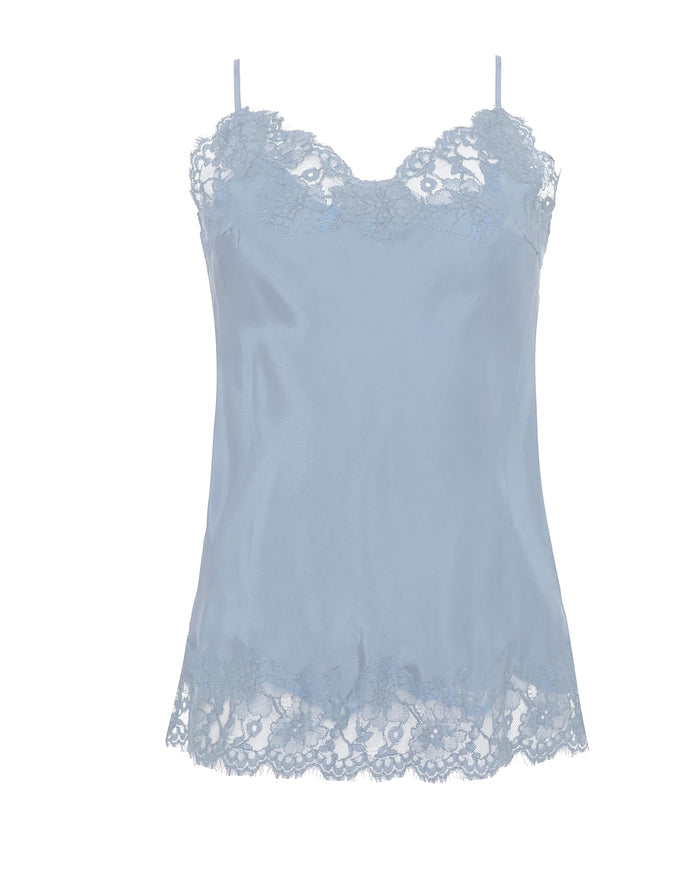 Last Pieces While They Last ! -Marilyn Lace Silk Cami - Soft Marine