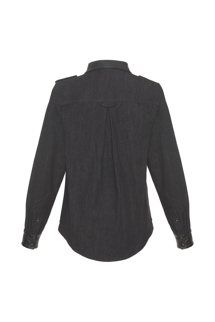 Leather Trim Shirt Jacket*