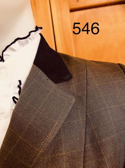 Light Brown & Mustard Gold Check Show Hunter Jacket With Navy Trims Size 8 Adults Only 546
