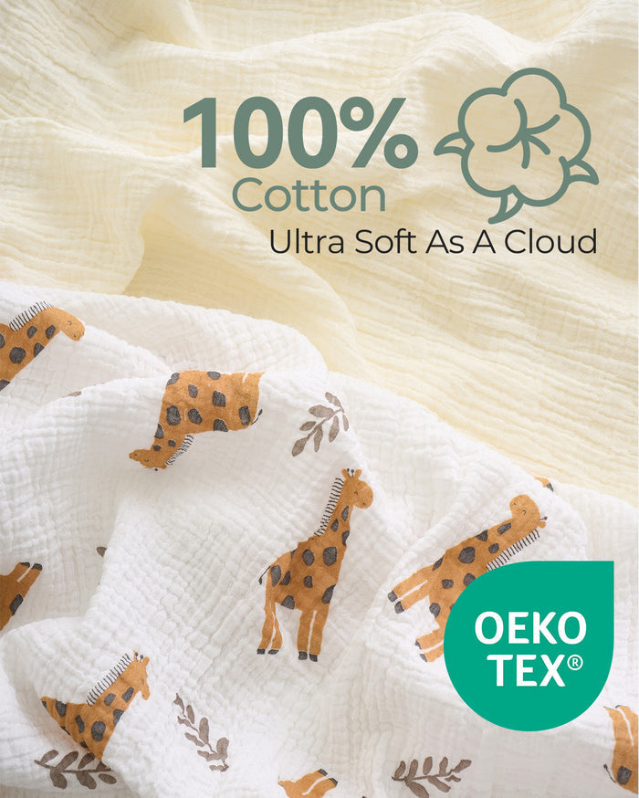 Lingettes pour bébé Momcozy – Coton doux 4 couches, adaptées aux nouveau-nés