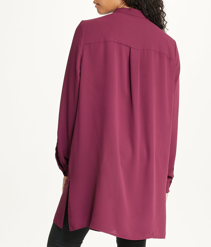 Long Sleeve Pop-Over Tunic With Covered Placket